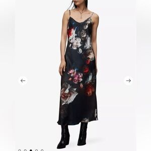All Saints Black Floral Maxi Dress